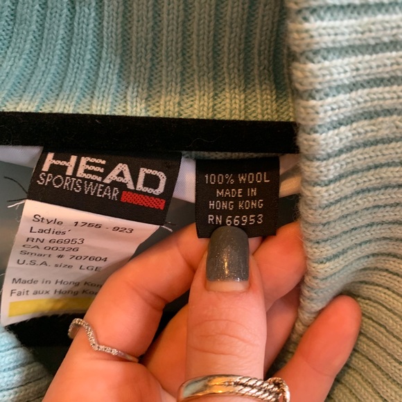 Vintage retro Head aqua 100% wool windbreaker S-L - Picture 2 of 6